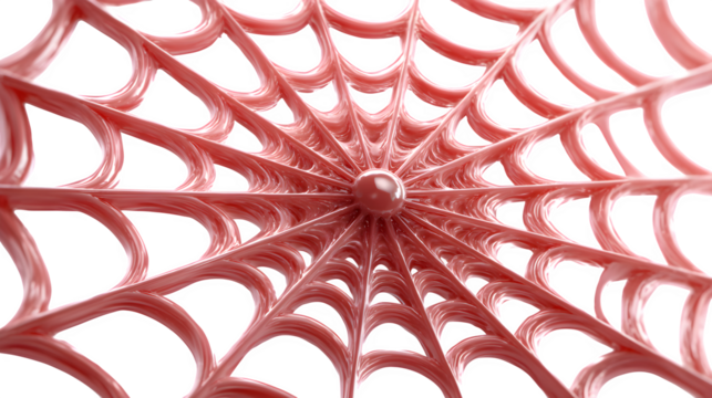 3D spider web rendering in cartoon plastic style, isolated on white background