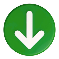  green circular 3d download icon with white arrow isolated transparent background digital ui symbol for interface button web element graphic asset