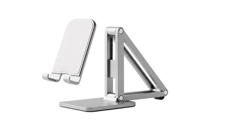 Foldable aluminum phone stand isolated on transparent background