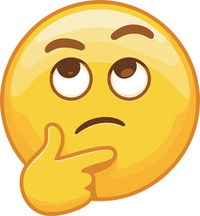 Yellow Thinking Face Emoji With Hand On Chin And Rolling Eyes vector illustration