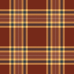 Brown check plaid seamless texture pattern for textile, fabrics, print, clothing, garments, wrapping paper, and vector background.