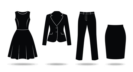 Elegant black womenswear collection professional attire options for modern business fashion vector