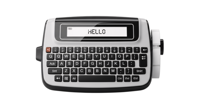 Label maker with text hello isolated on transparent background