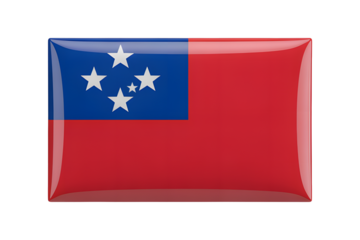 Stunning glossy flag of Samoa prominently displayed with crisp white stars on a blue canton and vibrant red field