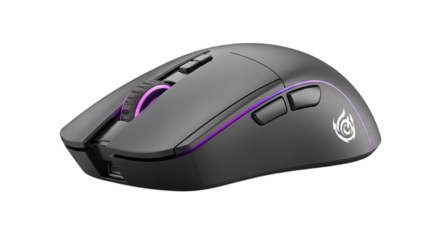 Black computer mouse isolated on transparent background