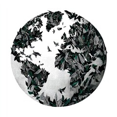Fototapeta premium Earth globe with leaves and birds