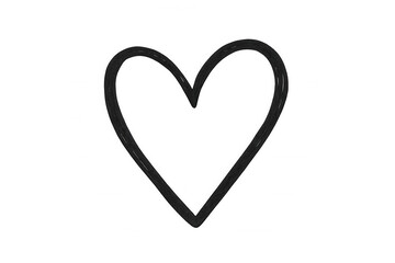 Hand-drawn black heart shape sketch symbolizes love, affection, and romance, isolated on a transparent background for easy integration into various designs