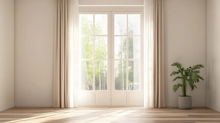 Fototapeta premium Sunlight through large modern windows