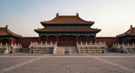Obraz premium Ancient Chinese palace facade. Spacious courtyard