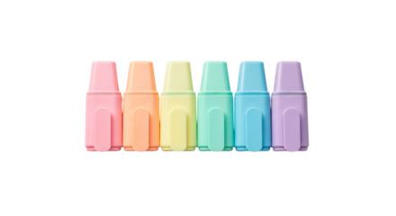 Set of pastel highlighters isolated on transparent background