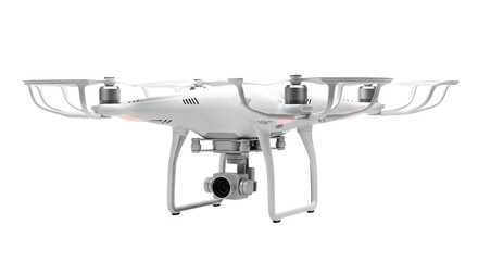 Naklejka premium White drone with camera and propellers isolated on transparent background