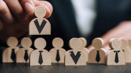 Human resources concept with wooden figures