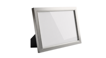 Empty silver picture frame isolated on transparent background