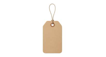 Blank brown paper tag isolated on transparent background