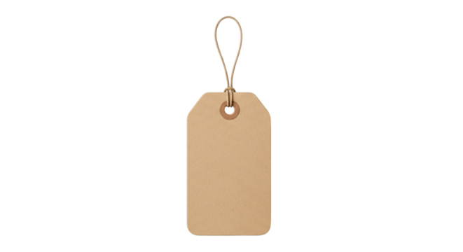 Blank brown paper tag isolated on transparent background