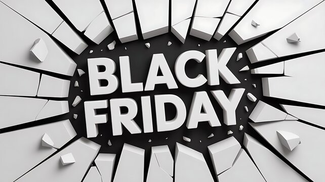 Black friday text exploding through a white background, representing a massive sale and discounts - Powered by Adobe