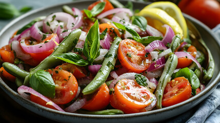Delicious Summer Tomato and Green Bean Salad: Vibrant Colors, Fresh Ingredients, Healthy Eating