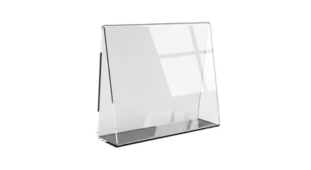 Clear acrylic sign holder isolated on transparent background