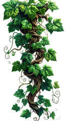 Lush ivy clinging to a vertical wooden post