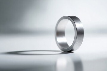 Sleek metallic ring on a light gray surface