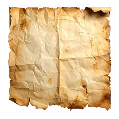 Aged, crumpled, parchment-like paper.  Faded, textured, and distressed.  Torn edges