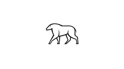 Minimalist line drawing of a four-legged animal walking, depicted in a simple, elegant style against a white background.
