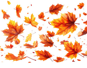 Falling autumn leaves in vibrant orange and gold hues