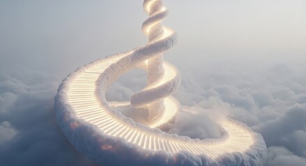 Obraz premium Twisting Light Pathway Among Soft Clouds in Dreamlike Ethereal Atmosphere