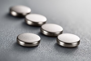 Metallic disks arranged in a diagonal line