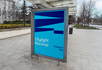 Bus Station Citylight Mockup