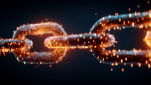 Abstract broken chain with glowing sparks