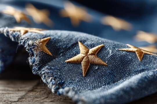 European Union flag draped on a document, golden stars on blue, symbolizing Europe Day and unity
