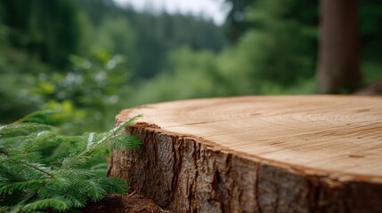 Fototapeta premium Close-Up of Tree Rings in Cut Wood Cross Section on Natural Background