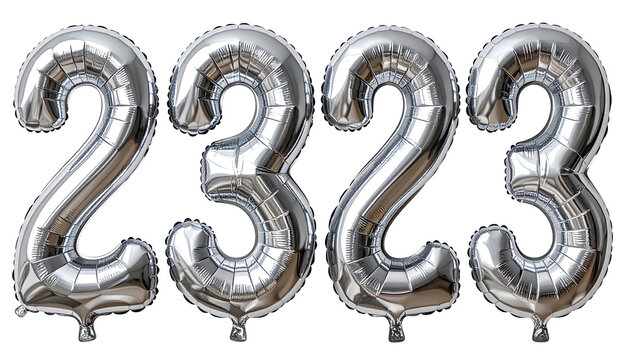 Silver foil balloons forming the number 2323