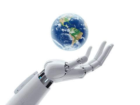 Robotic Arm Displaying the Earth, representing Future, Technology, and Progress in Space Exploration