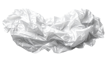Crumpled, translucent white plastic sheet