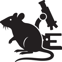 Laboratory Rodent and Microscope: A sleek, high-contrast illustration of a rodent stands beside a microscope, symbolizing scientific exploration and discovery in a clinical or laboratory setting. 