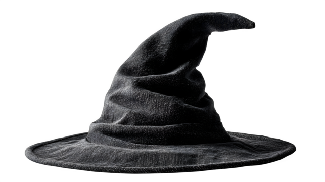 Halloween witch hat in classic pointed designs, isolated on white background