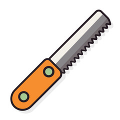 Simple illustration of a hand saw with an orange handle