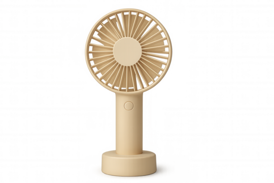 3d rendering of a beige portable fan isolated on transparent background, providing a refreshing breeze