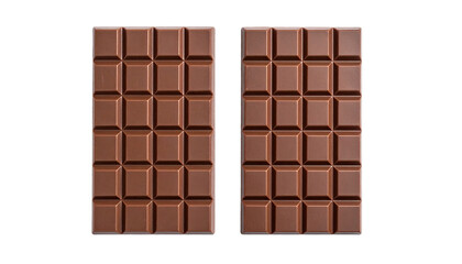 Two rectangular dark chocolate bars, side-by-side, displaying a grid of squares