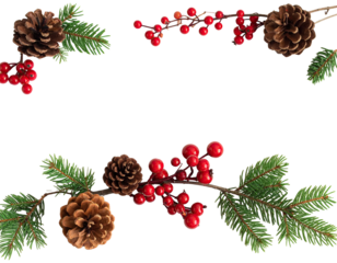 Christmas arrangement of pine cones, berries, and evergreen sprigs