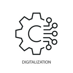 Digitalization hin line vector icons.