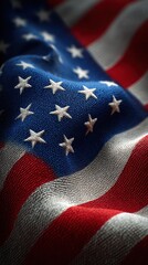 Beautifully detailed United States flag waving in the breeze on a sunny day capturing patriotism and national pride