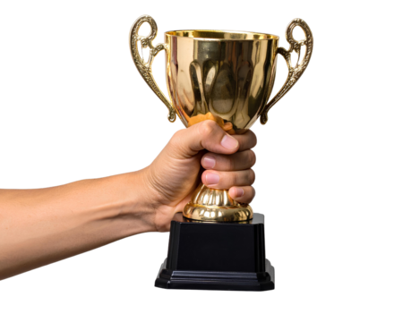 Hand of the person with a sports cup isolated on transparent background - Powered by Adobe