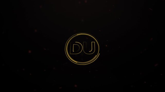 Golden Initials Logo Animation Elegant DU monogram design