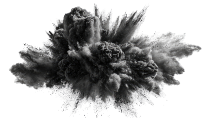 A dramatic, grayscale explosion of dark matter