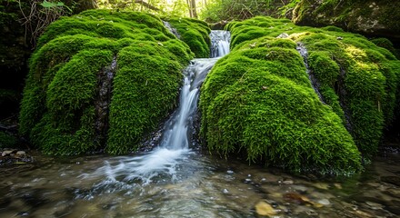 Emerald Cascade: Mossy Whisper of the Stream