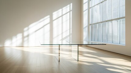 Light reflections on a glass table