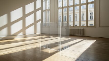 Modern art installation in bright gallery space